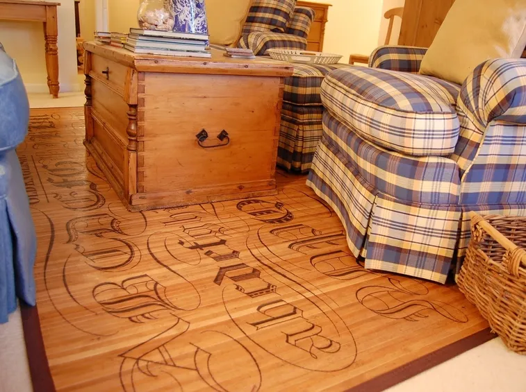 tappeto decorato in bamboo