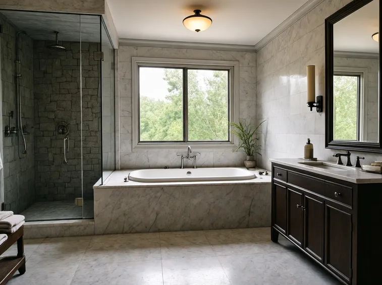 bagno con vasca e box doccia separati