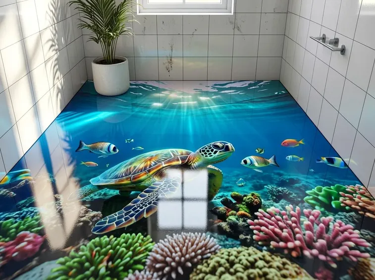 Pavimento 3D in resina per bagno