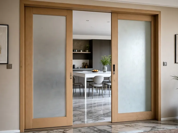Soluzioni di porte scorrevoli in vetro e legno