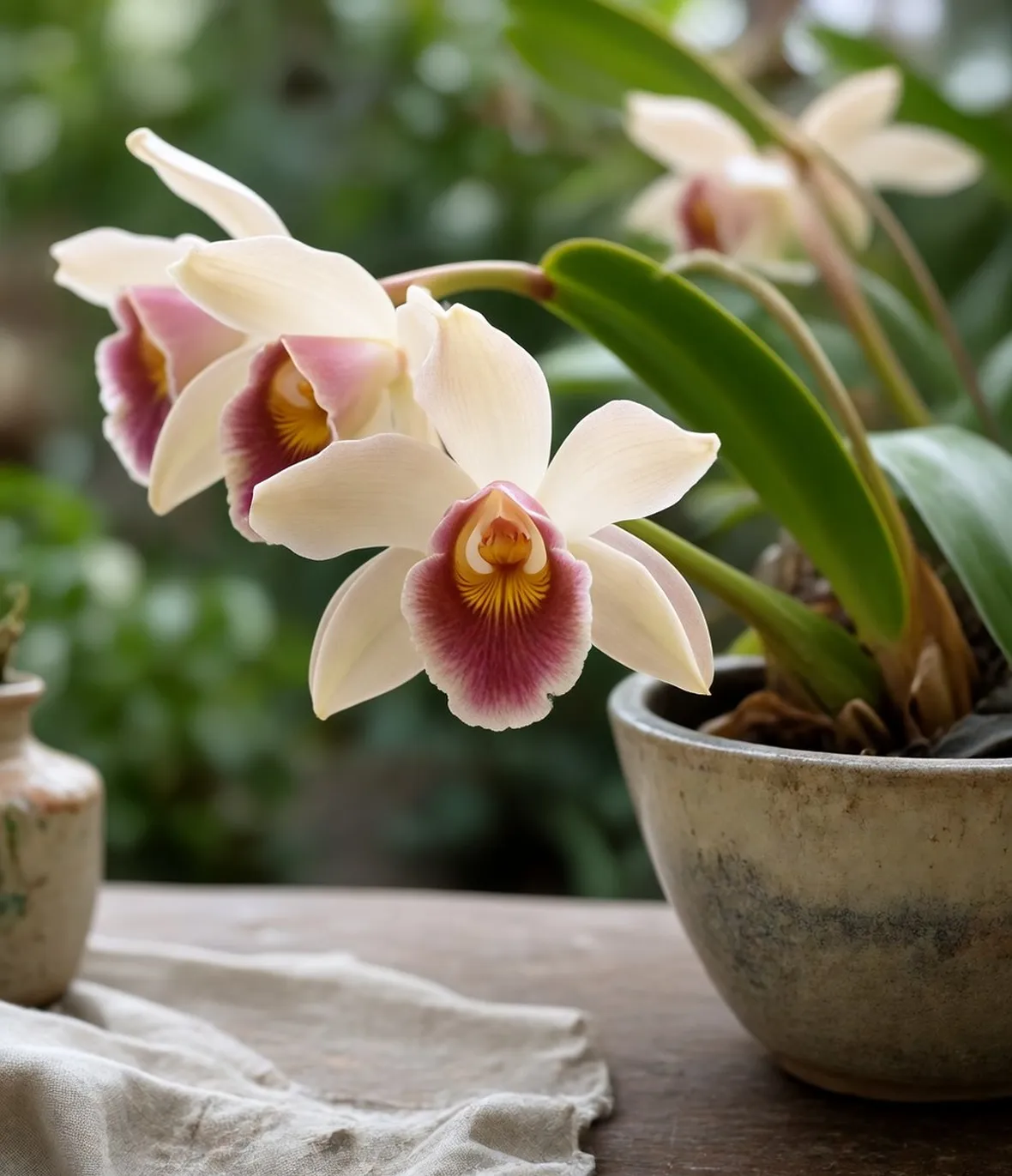 Orchidee Cymbidium bianche e rosa